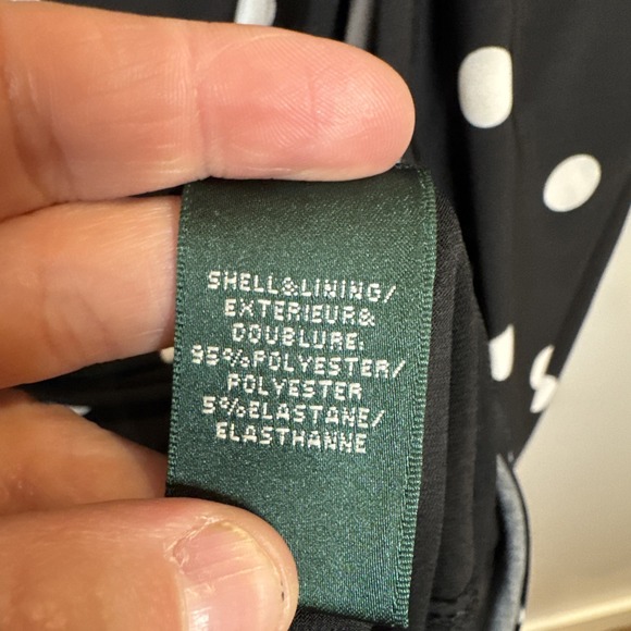 Lauren Ralph Lauren Polka Dot Ruched Knotted Cap Sleeves Dress Black White Sz 18 - Picture 4 of 8